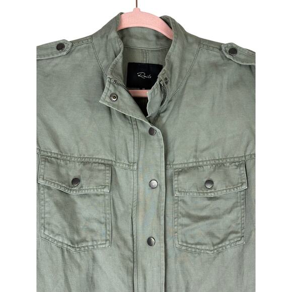 Rails Collins Sage Green Utility Linen Blend Long Sleeves Fall Jacket Size XS - Picture 2 of 10